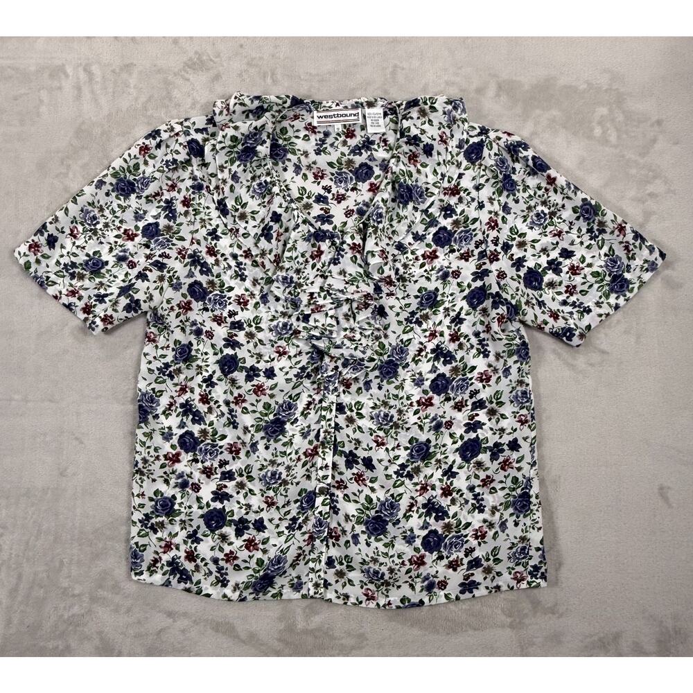 Vintage Westbound Floral Ruffle Blouse Cottagecore Secretary Top Women’s 12